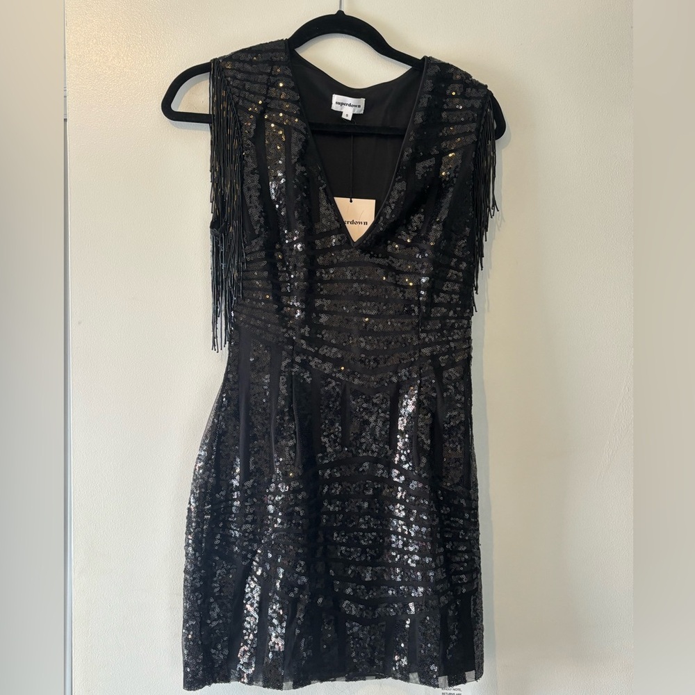 NWT Revolve Superdown Black Sequin Mini Dress - image 3